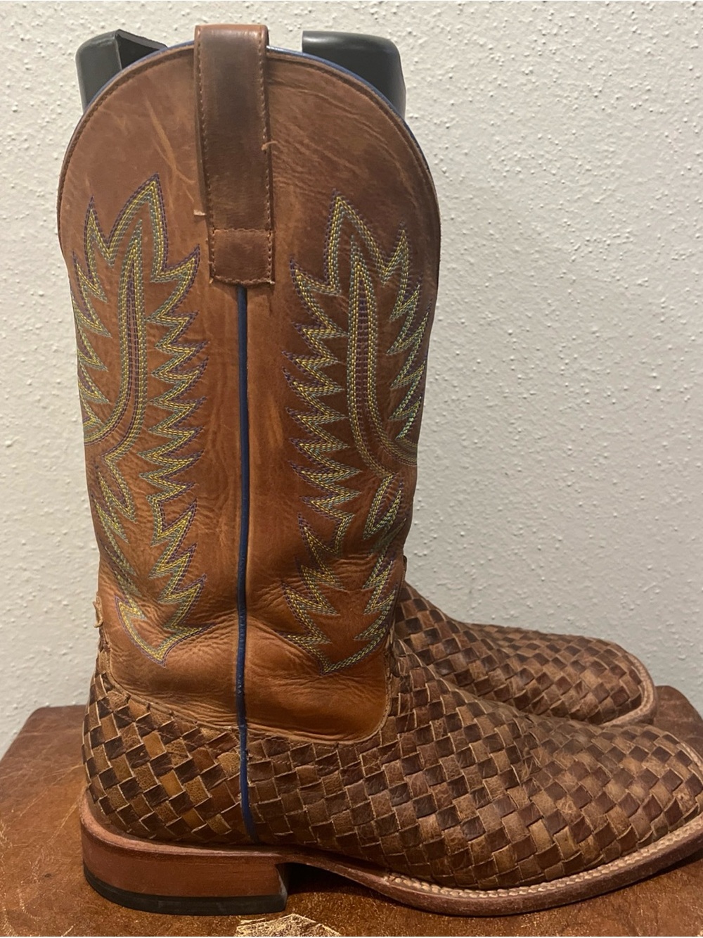 Horse Power Men's Brown Woven Leather Cowboy Boots by Anderson Bean Sz 10.5D - Picture 8 of 9